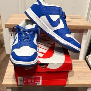 Nike Royal Blue and White Dunk lows
